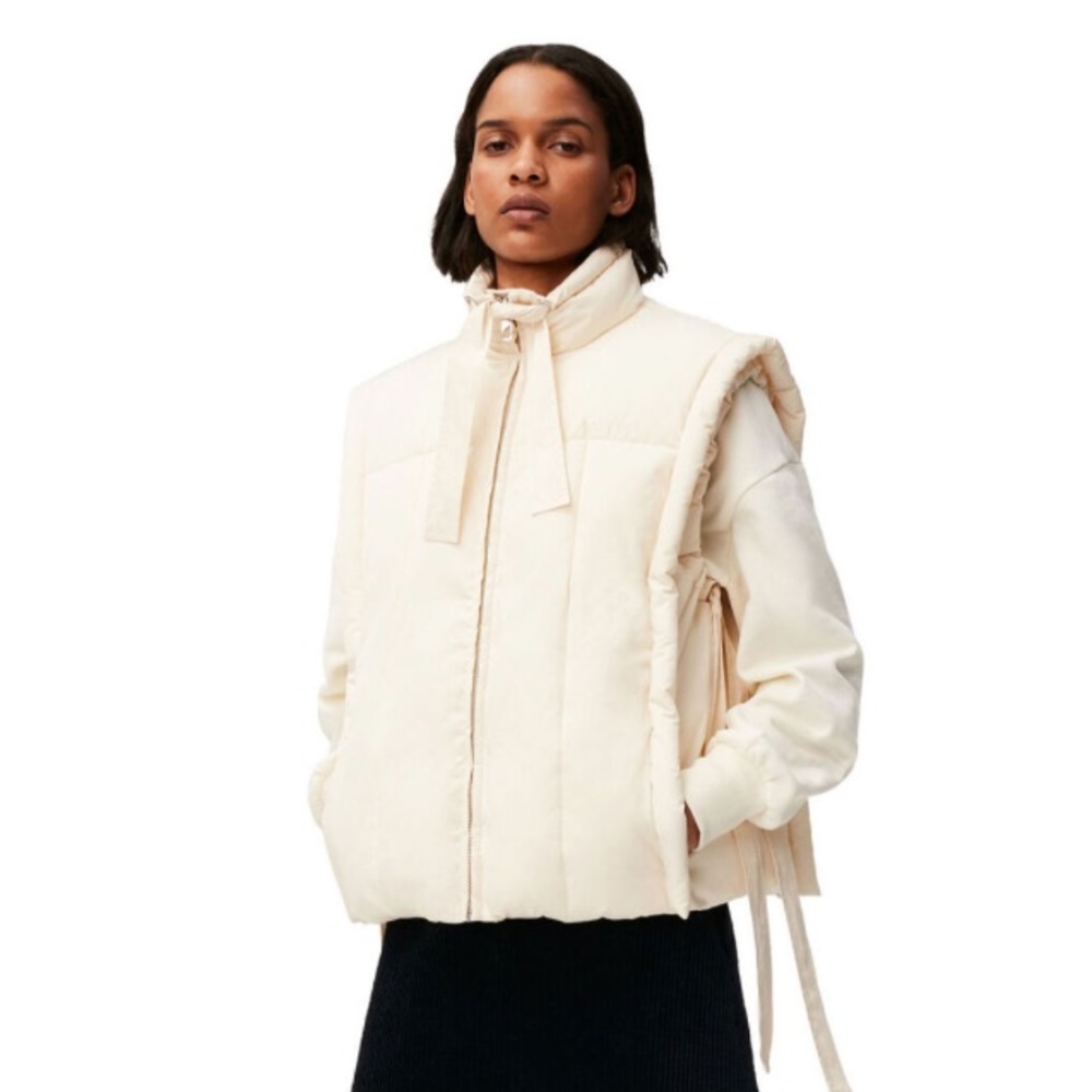 Ganni Oversized Puff Vest in Buttercream